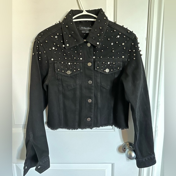 Black jeans jacket with pewter studs - Picture 1 of 2